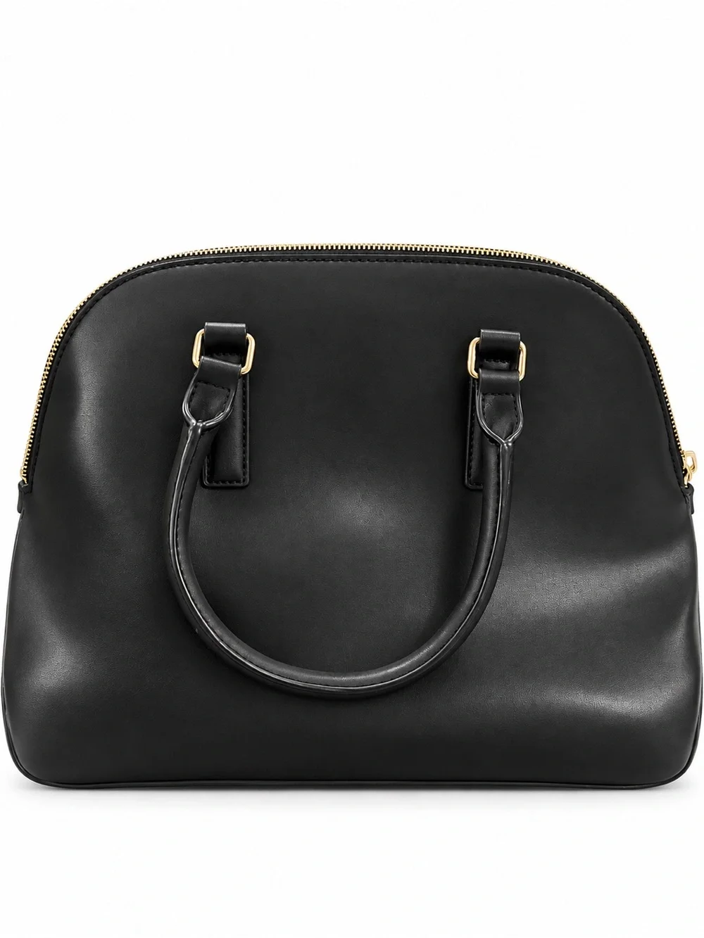 A New Day Black Dome Satchel Handbag Gold Hardware